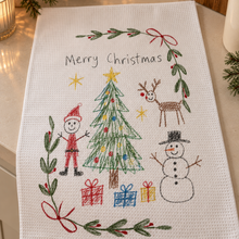 NEW Christmas Tea Towel - drawing or handwriting