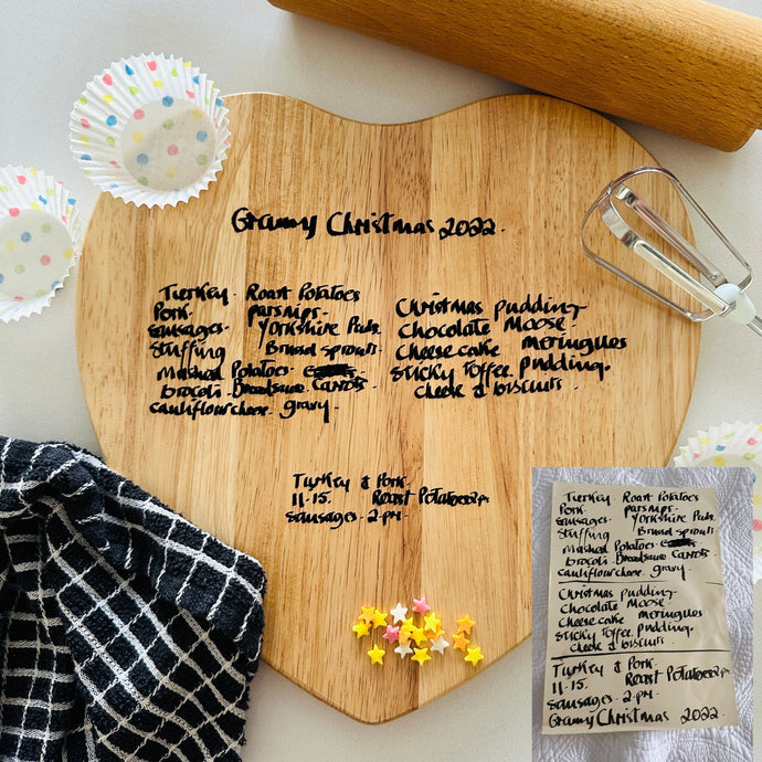 Treasured Writing Heart Chopping Board