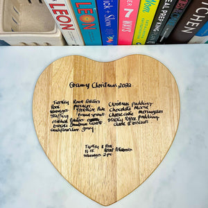 Treasured Writing Heart Chopping Board