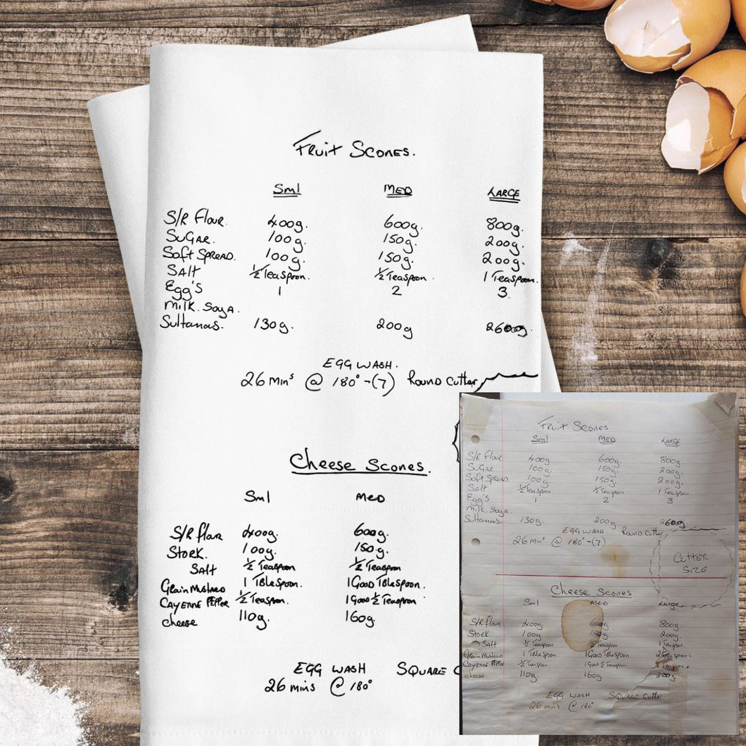 Treasured Writing Recipe Tea Towel